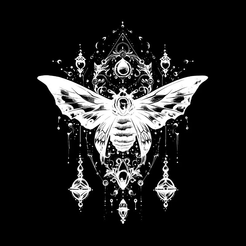 Mystical moth with magical ornaments