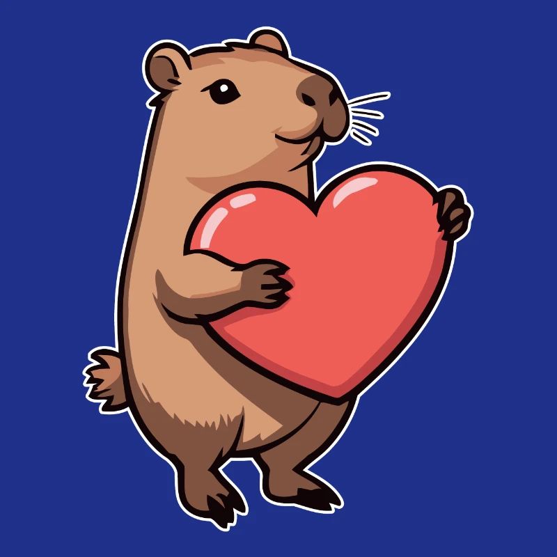Capybara with heart Valentine's Day