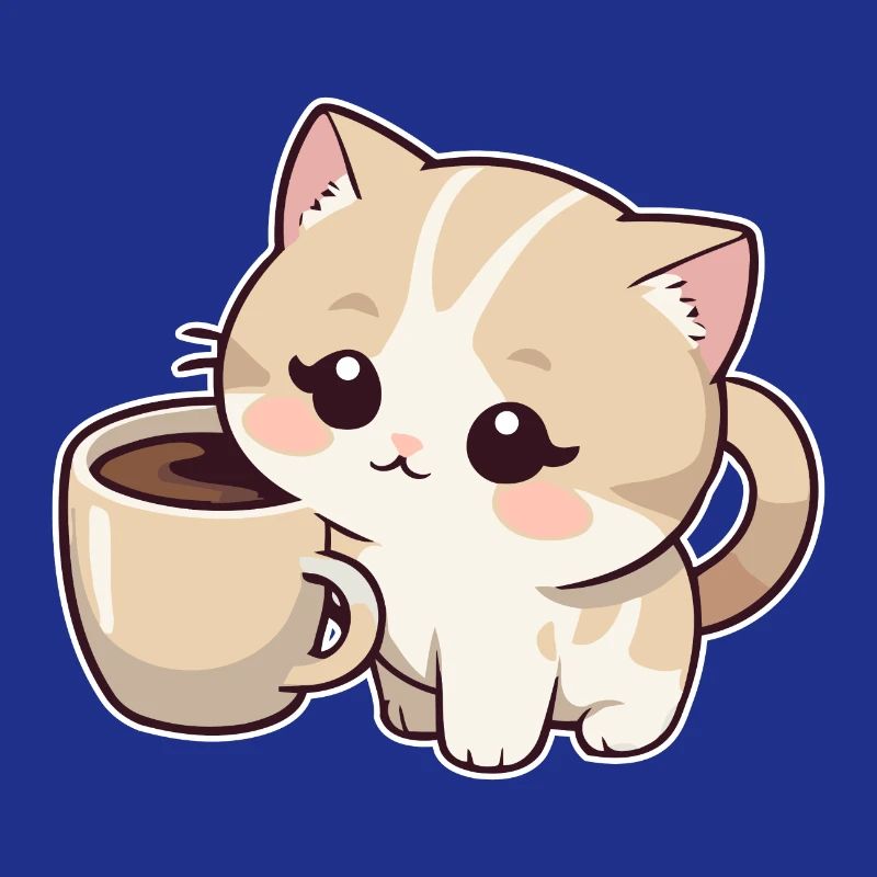Kätzchen mit Kaffeetasse