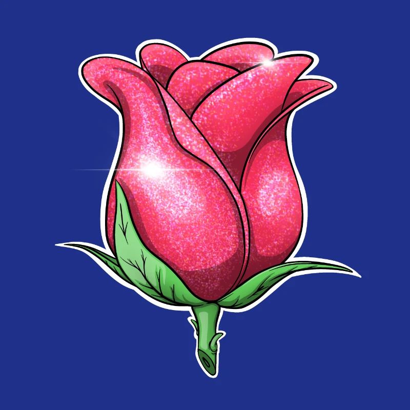 Glitter Pink Rose Illustration