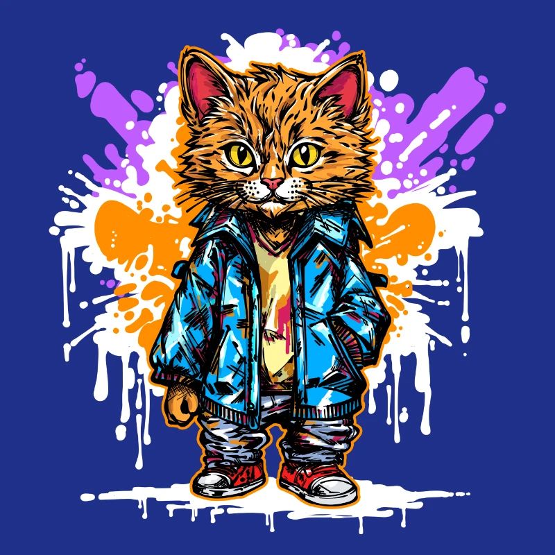 Drawing Illustration Cat Graffiti Art Sprayer