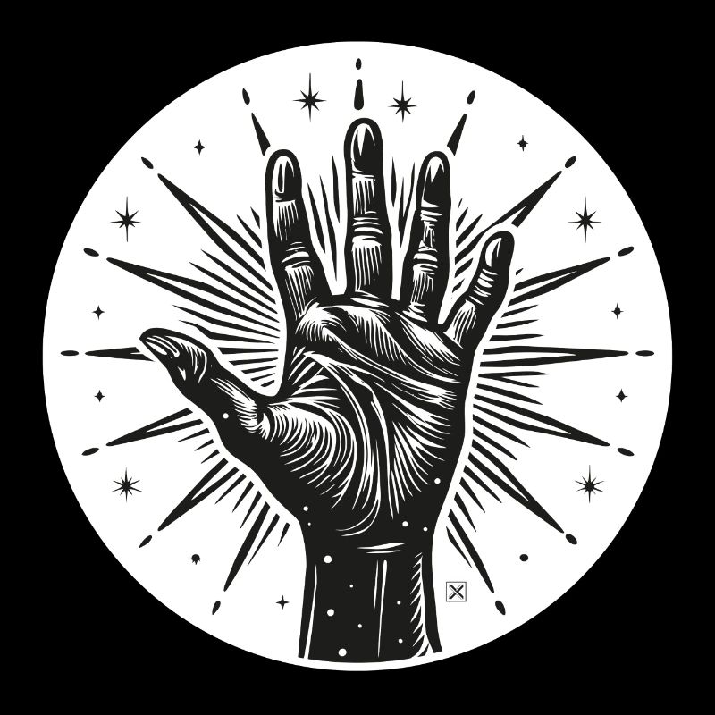 Sternhand mit Blitzen