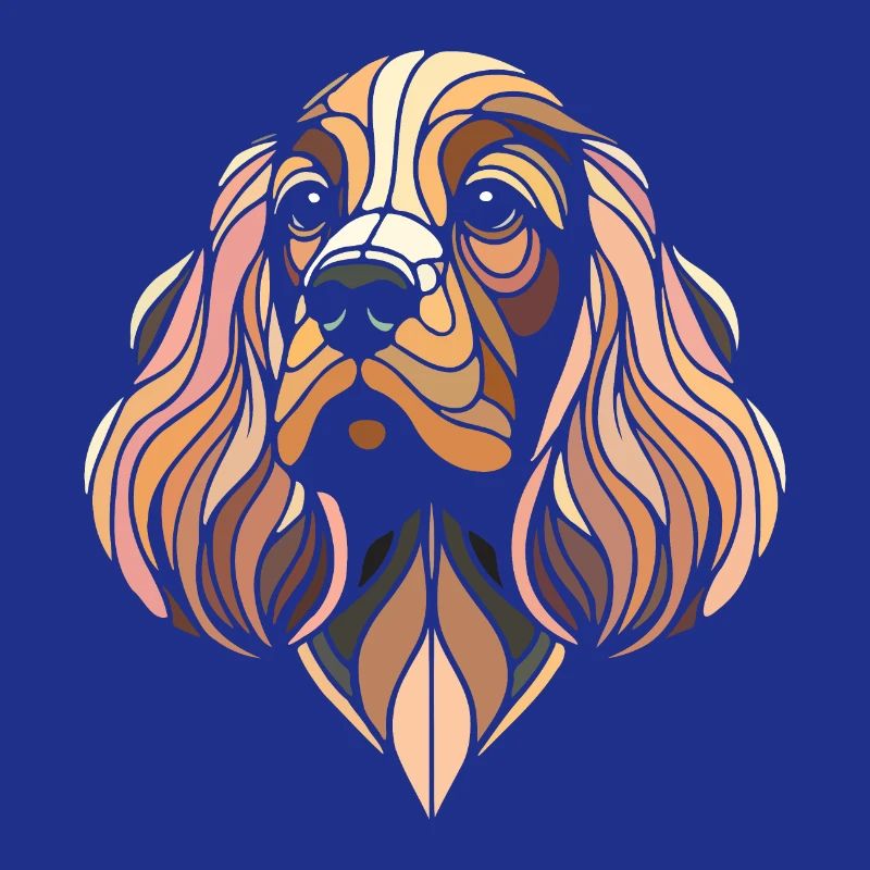Cocker Spaniel dog head geometric art polygon art
