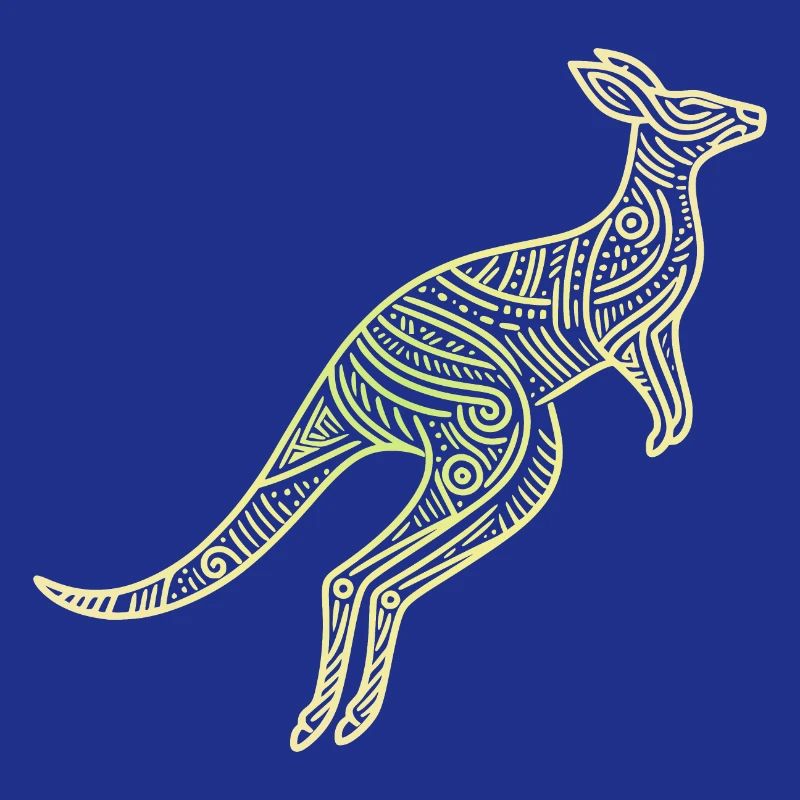kangaroo aboriginal motifs, tribal