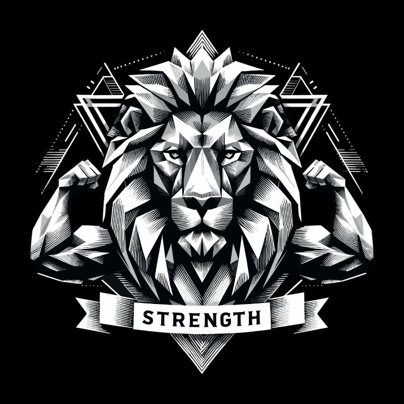 Lion Lion Head Geometric Geometry Strength