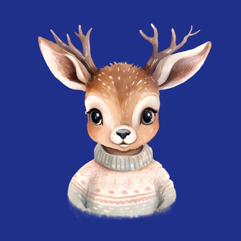 Cuddly deer in winter sweater