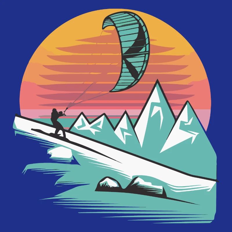 Snowkiting Minimalist Sunset