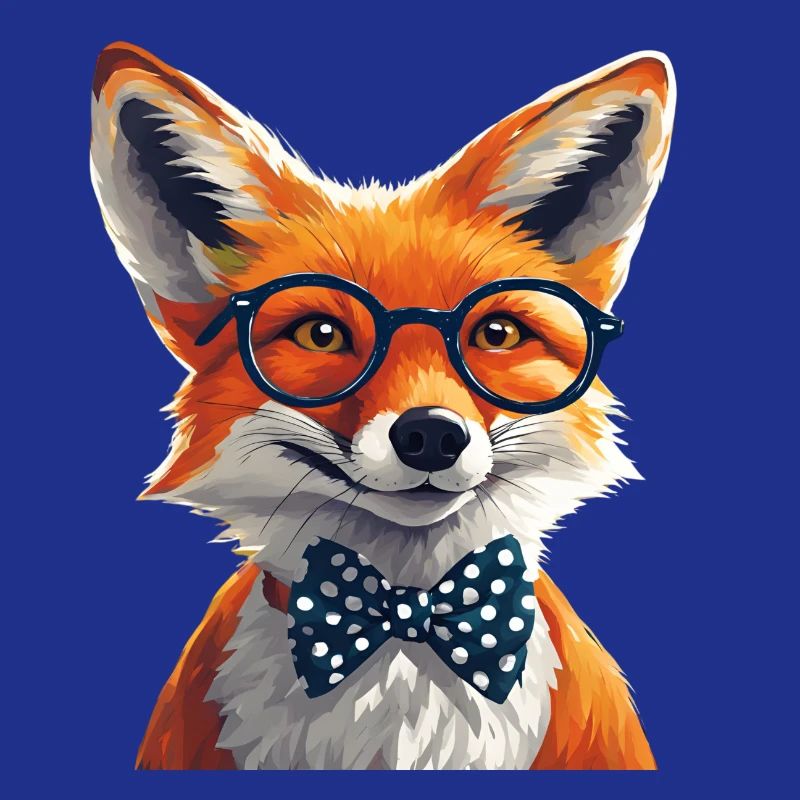Elegant Fox with Glasses and Bow Tie