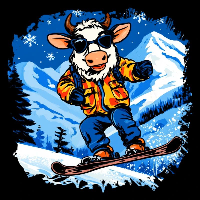 Cows Snowboard / Snowboarder Cow