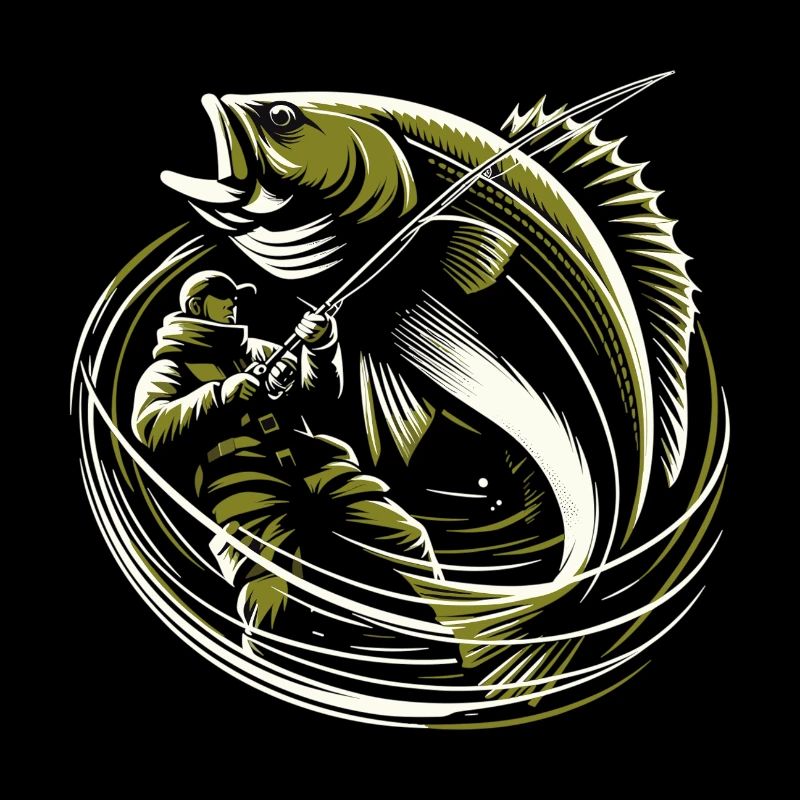 Fishing Angler Cod Giant Fish Olive Green Gift
