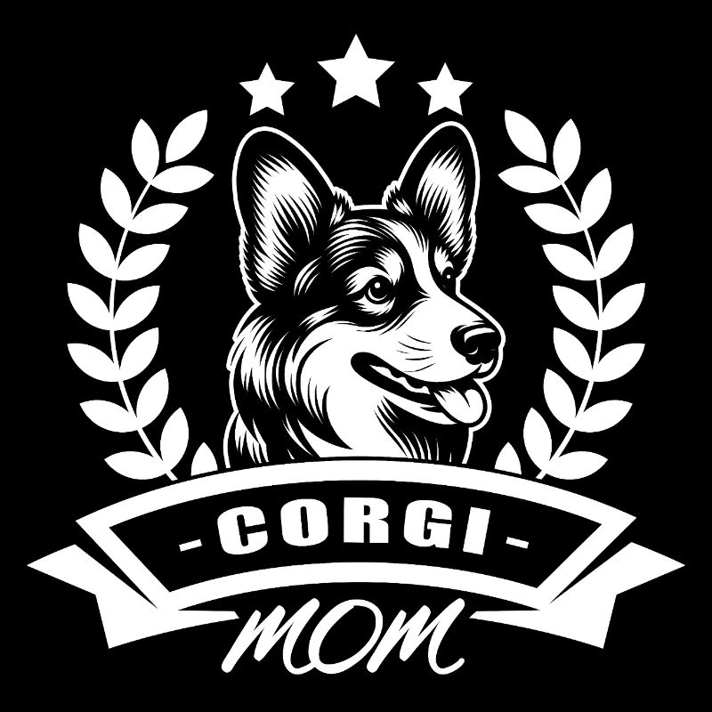 « Corgi Mom » avec bannière et couronne de blé