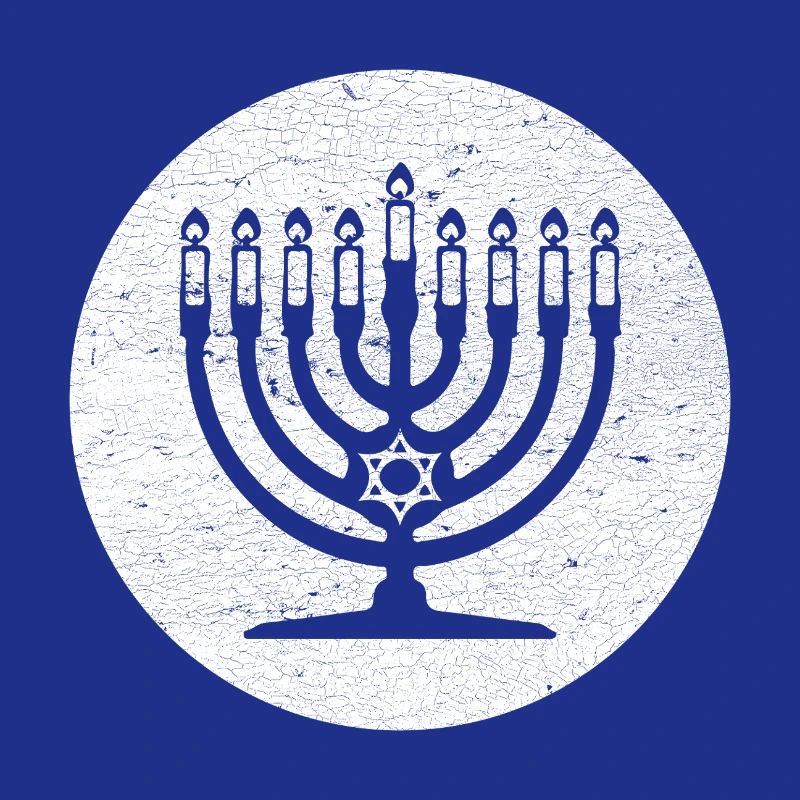 Menorah de Hanoukka chandelier dans cercle blanc