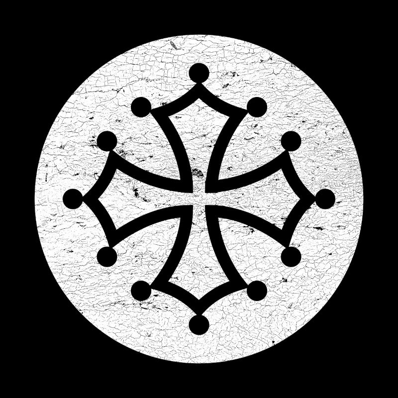 Croix cathare dans cercle blanc - symbole occitan