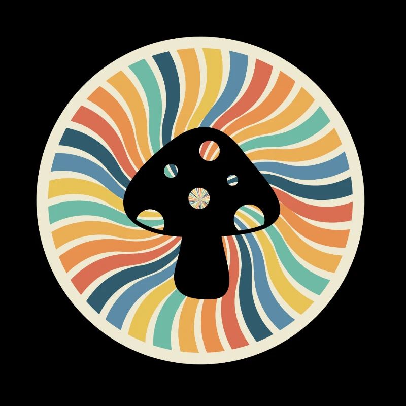Retro Psychedelischer Pilz, Vintage Design T-Shirt
