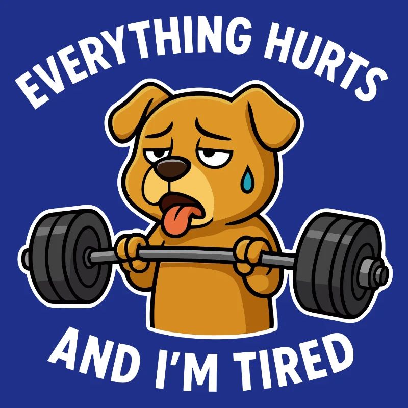 Exhausted Dog Lifting Weights