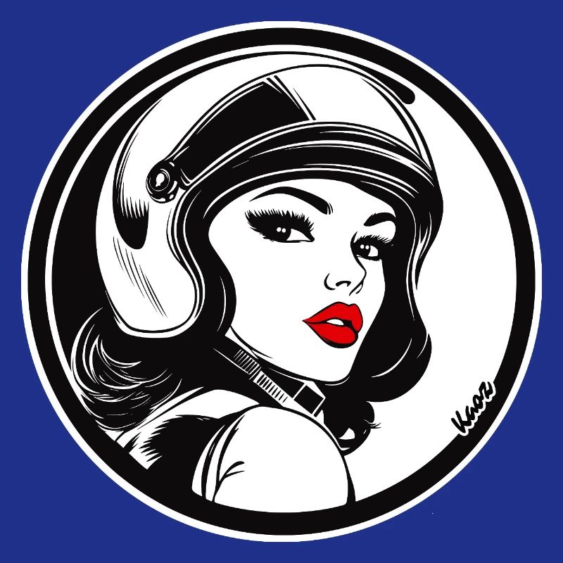 Femme de course rétro chic avec casque