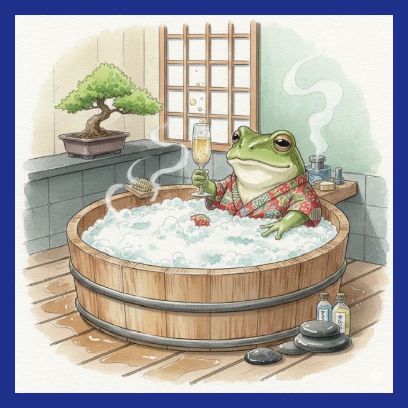 Elegant Frogsome Bath Time Scene