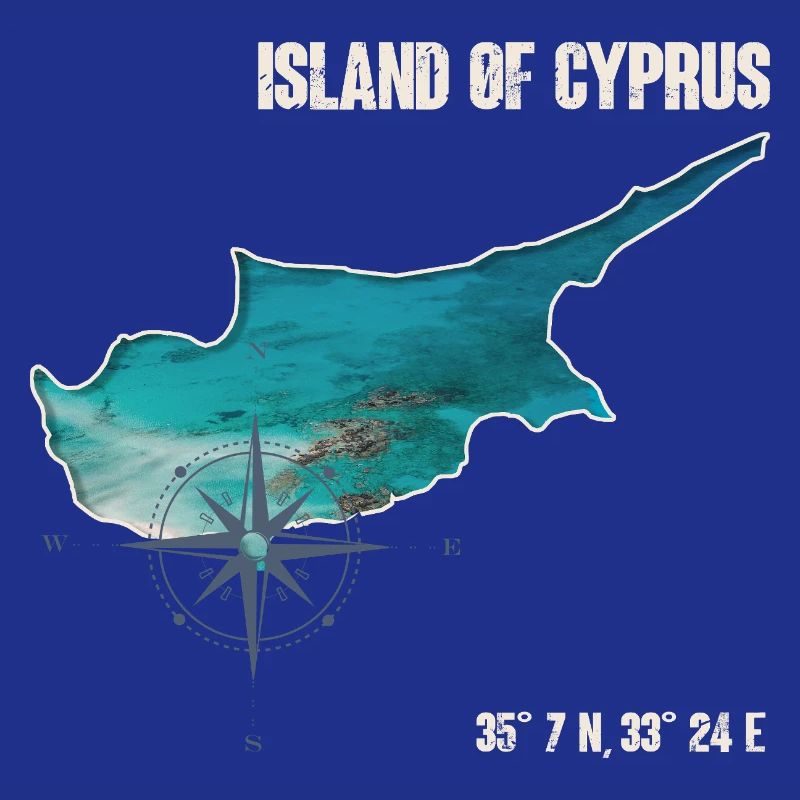 Cyprus Outline Compass Design