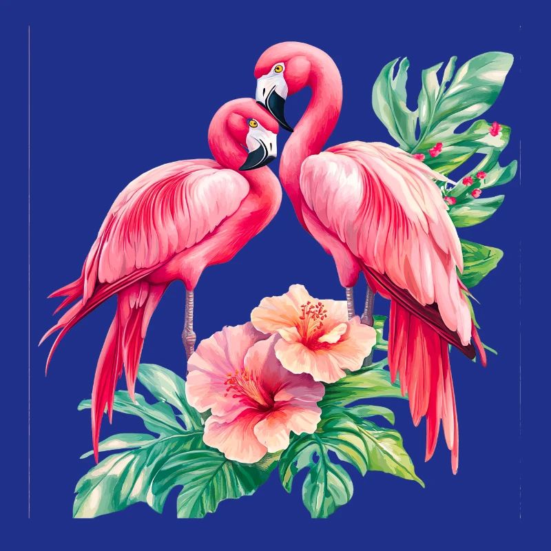 Duo d’amour flamant rose dans la forêt tropicale