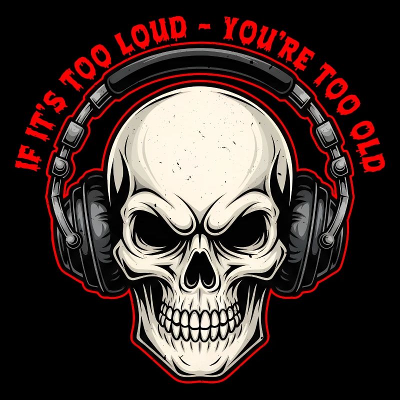 Skull with Headphones Bold Graphic Design 