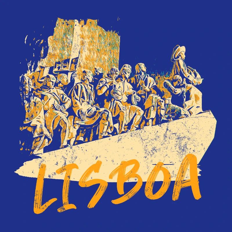 Monument Découvertes Lisbonne illustration ocre