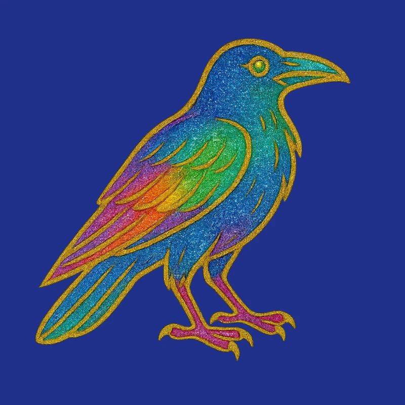Rainbow Raven Patch Design