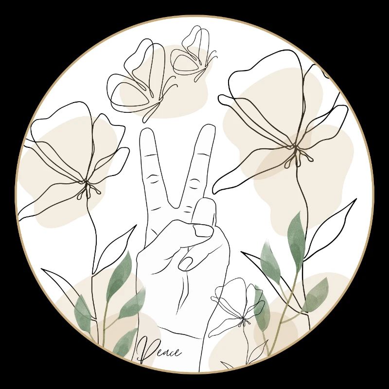 Paix - Main et Fleurs - Art au trait - paix