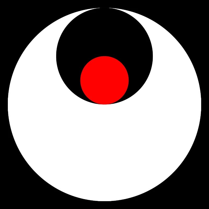 3 cercles, blanc, noir et rouge
