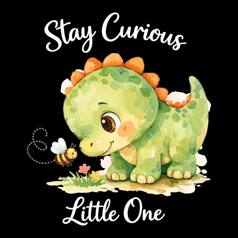 Reste curieux – Aquarelle Dino & Abeille