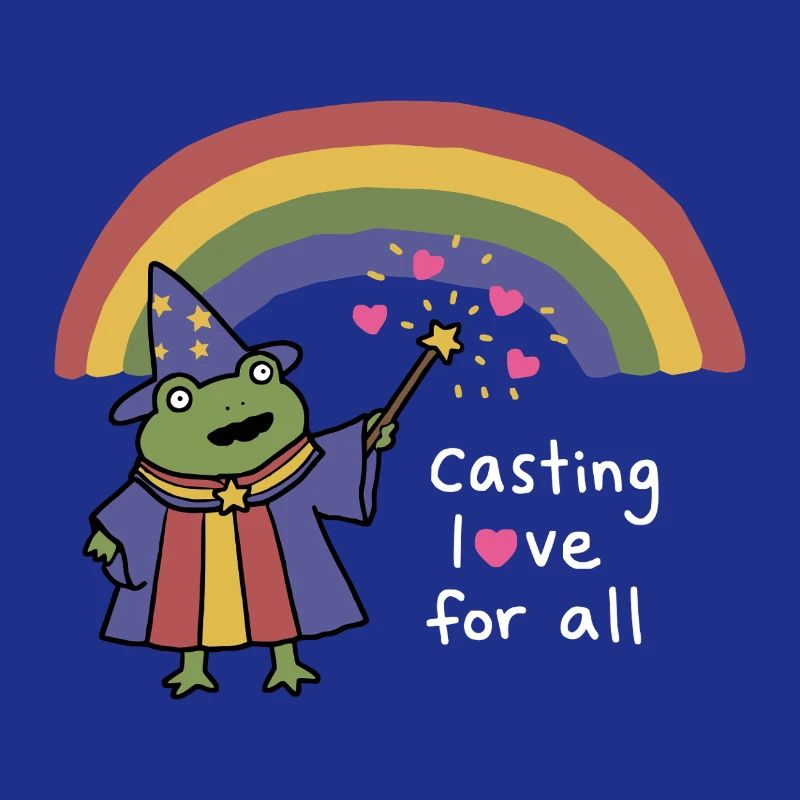 Frog Wizard Casting Love Under Rainbow