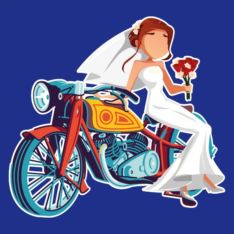 Married on a motorcycle. Wedding gift for biker