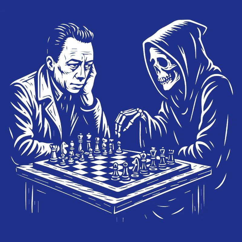 Albert Camus plays chess with grim reaper