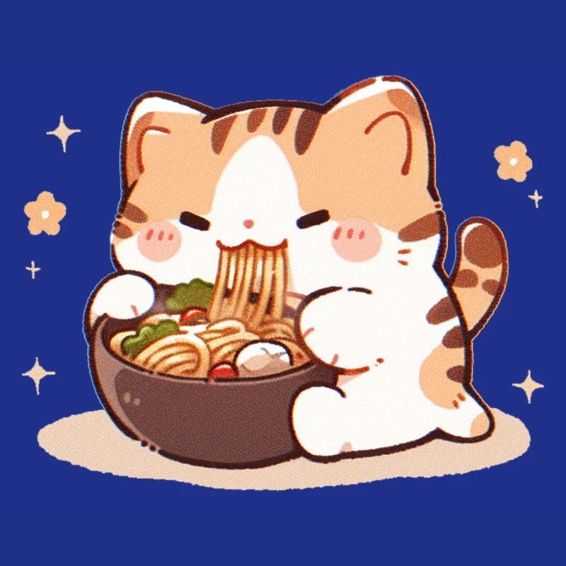 Mème de chat mangeant des spaghettis