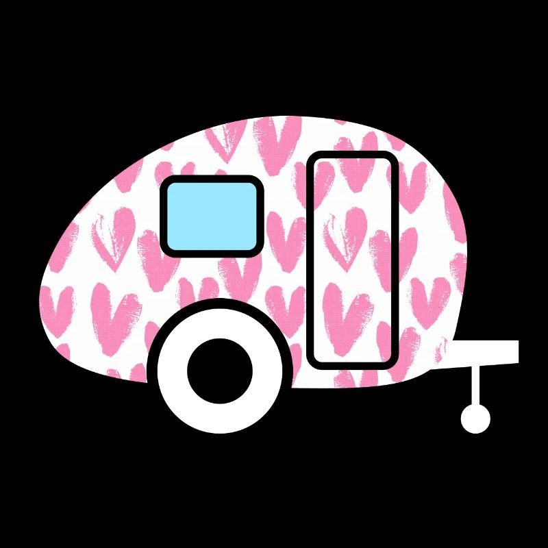 Caravan Caravan Pink Hearts Painted Camping Decoration