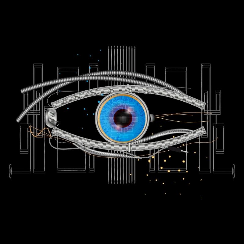 cool blue cyborg or robot eye