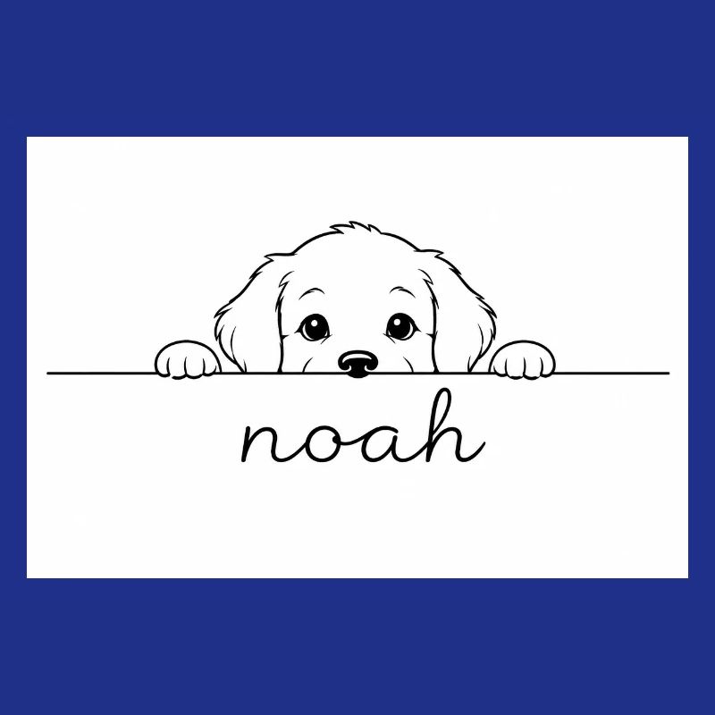 petit chiot regarde Noah.