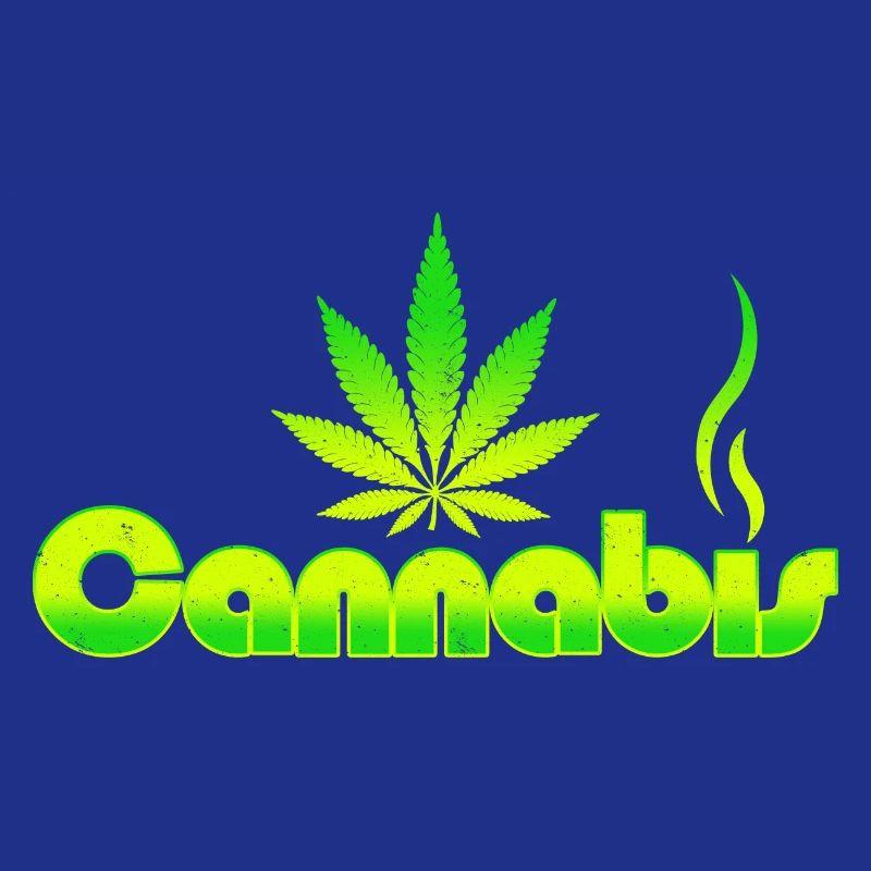 Vibrant Cannabis Leaf Emblem on Green Gradient