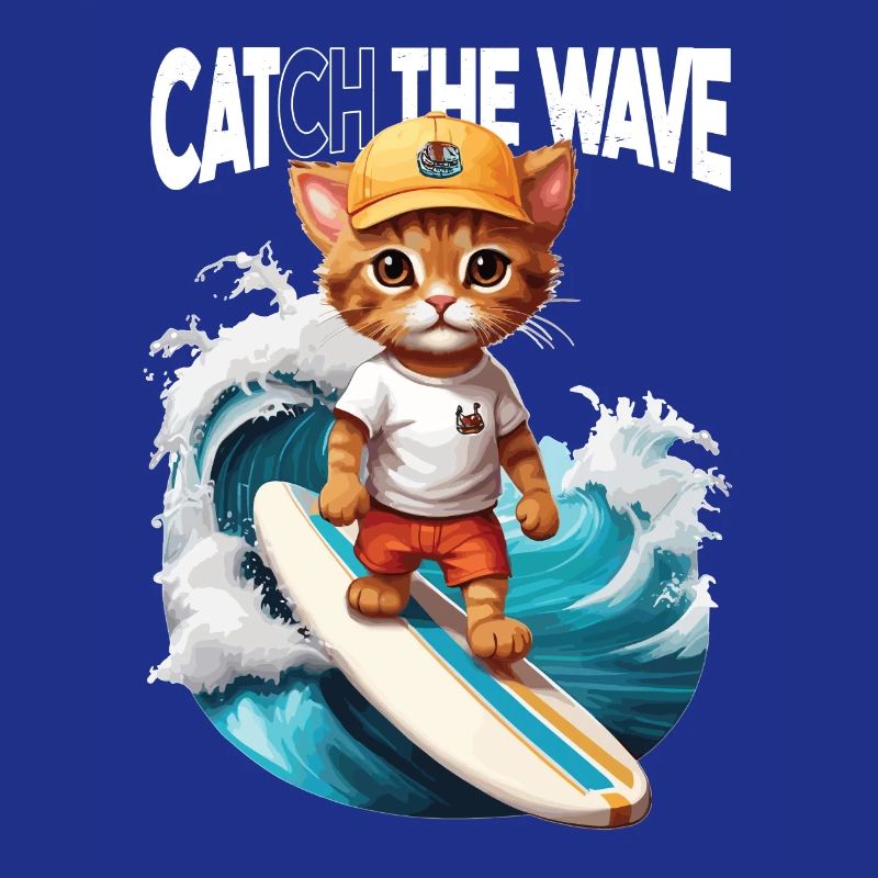 Cat Surfer Catch the Wave