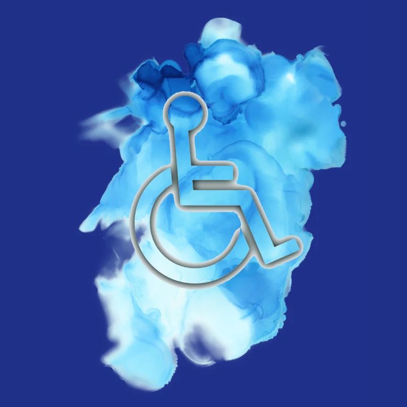Rollstuhlsymbol mit blauem Hintergrund #