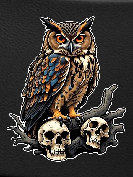 Owl sitting on sculls