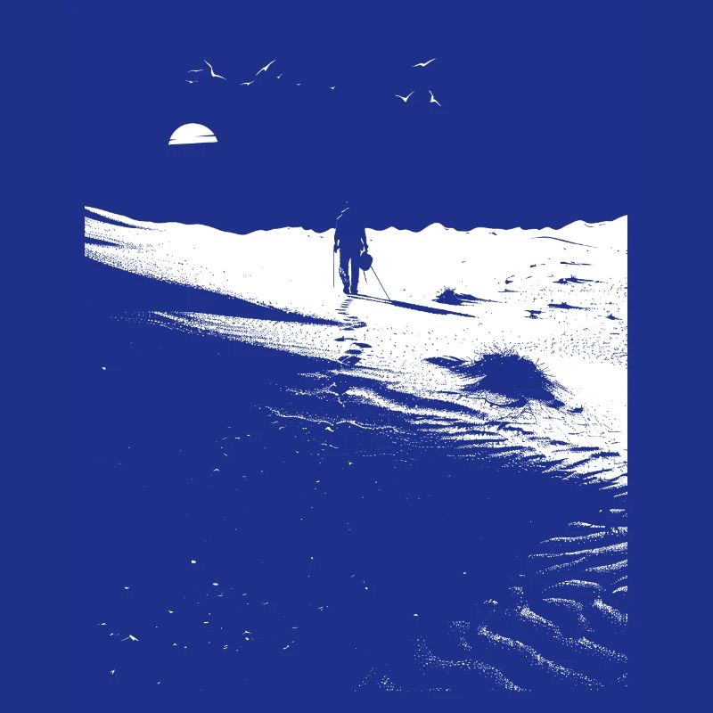 Path through the desert with footprints - Monochrome Art