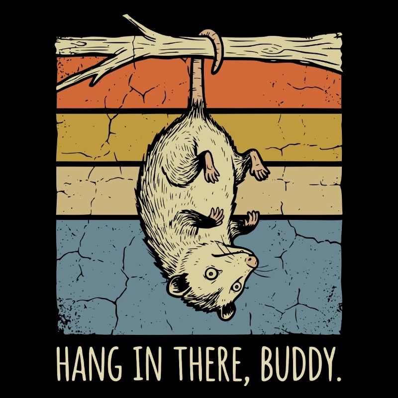 Lustiges Opossum, halt durch, Buddy, Retro Sunset
