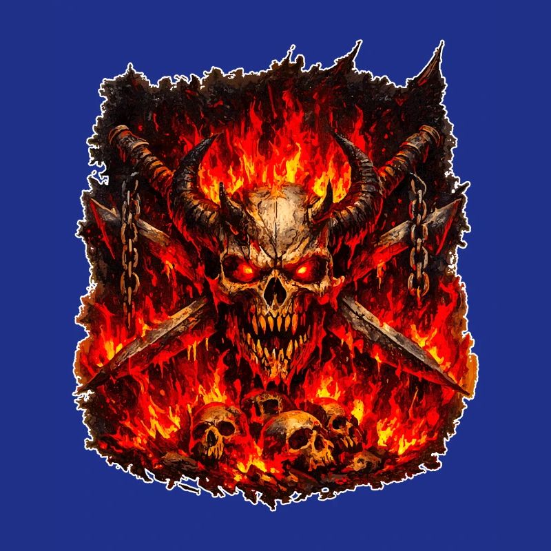 Fire Skull with Horns