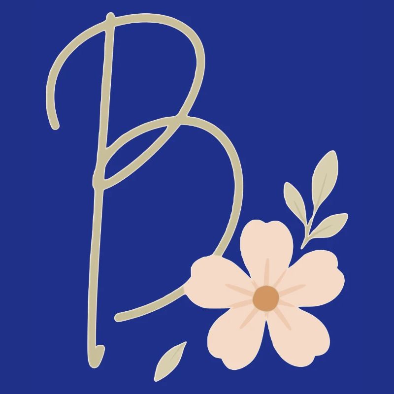 B Floral : Initiale avec fleur de corail