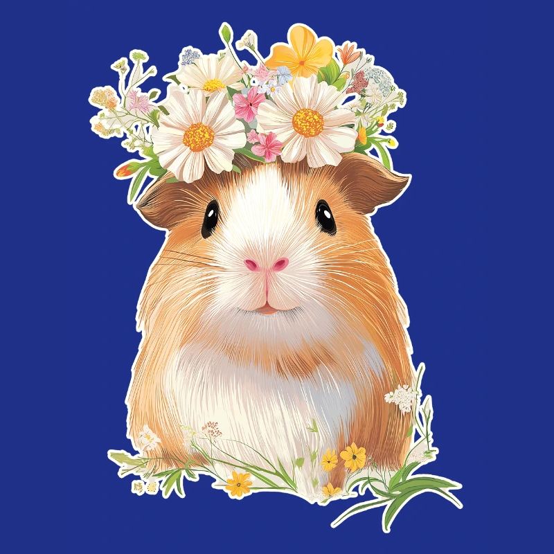Cochon d’Inde avec des fleurs