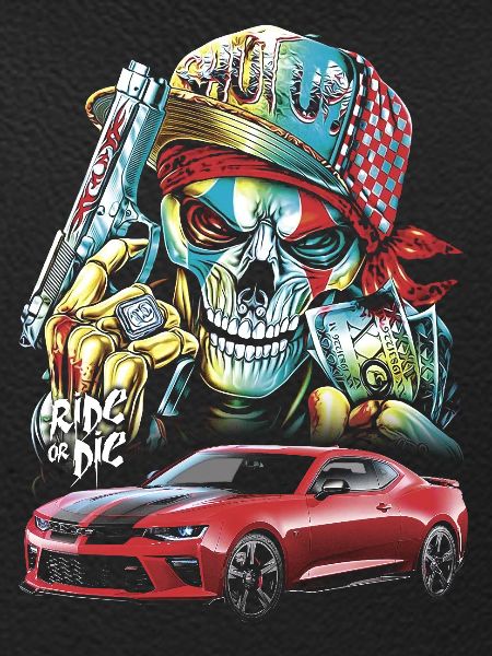 Schädel, Mutig, Rotes Auto