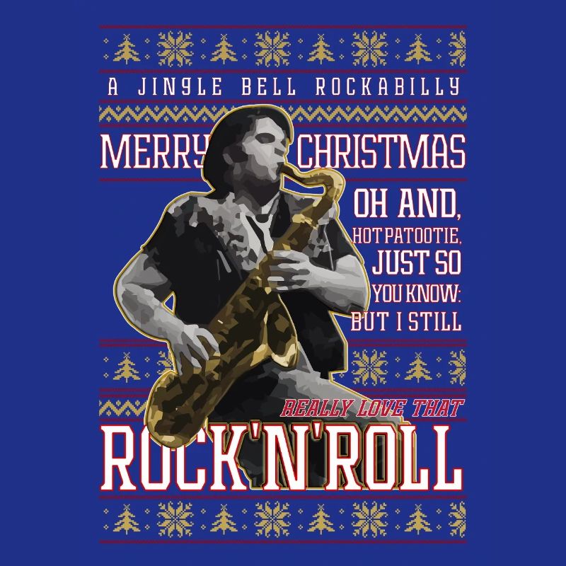 Eddie Rockabilly Saxophon Hässlicher Weihnachtspullover