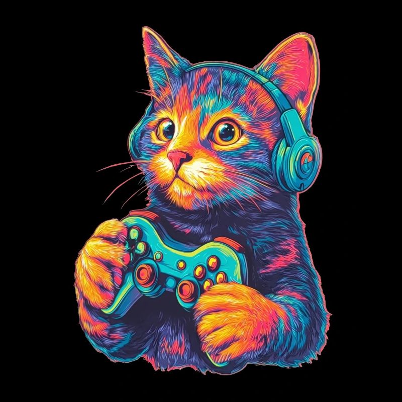 Lustige Katze Gaming Gamer 