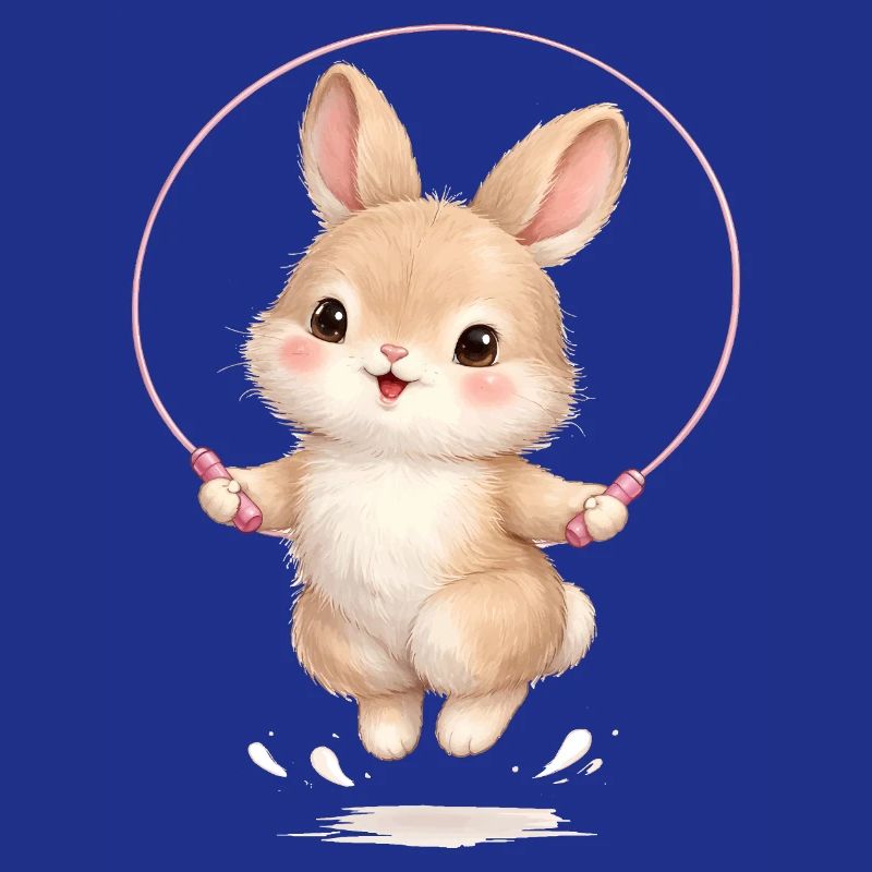 Cute bunny jumping rope