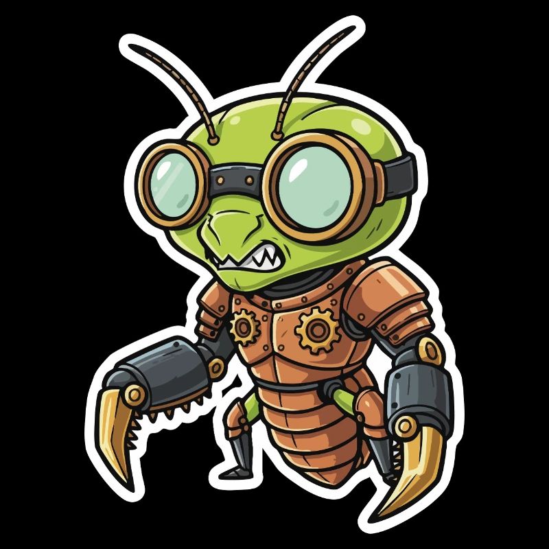 Betende Gottesanbeter-Steampunk-Kupferrüstung